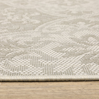 Portofino Ivory Grey Moroccan Floral Indoor/Outdoor Rug