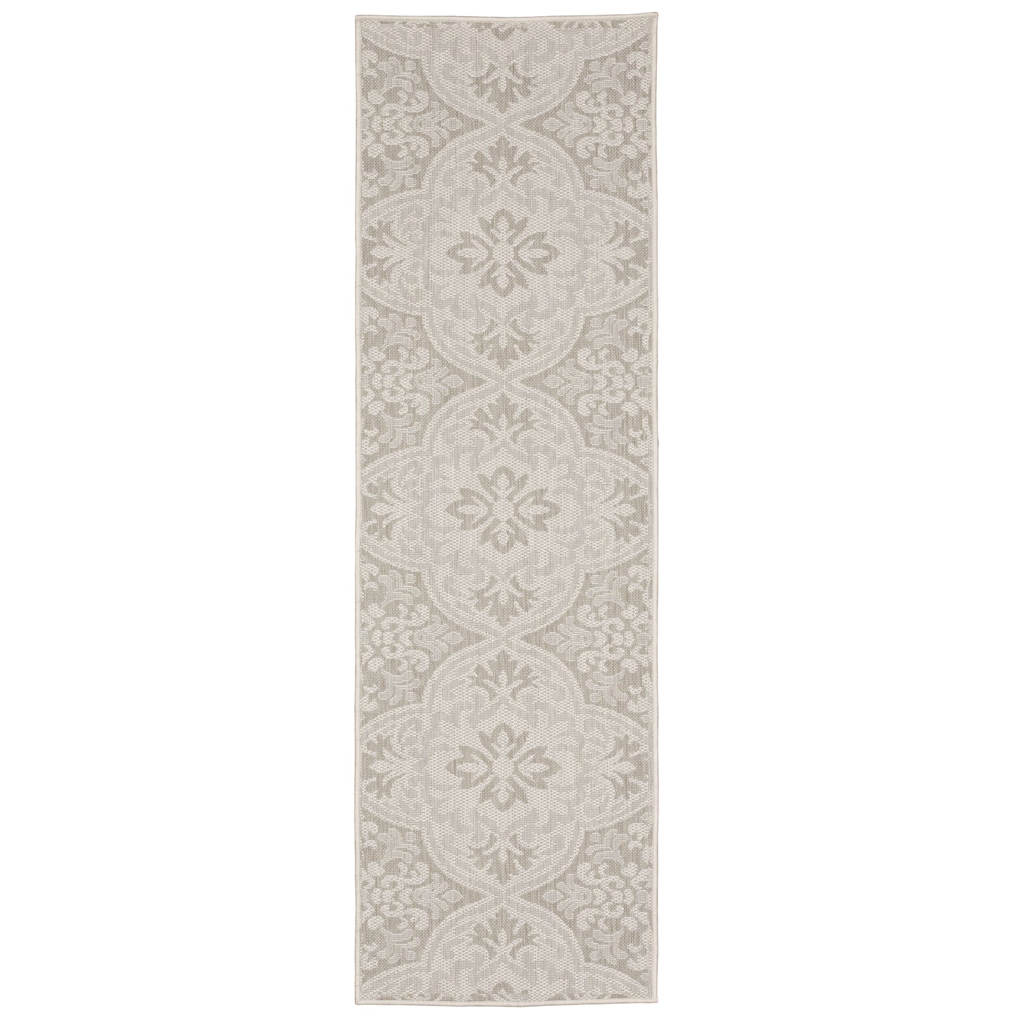 Portofino Ivory Grey Moroccan Floral Indoor/Outdoor Rug