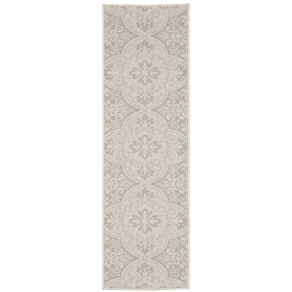 Portofino Ivory Grey Moroccan Floral Indoor/Outdoor Rug