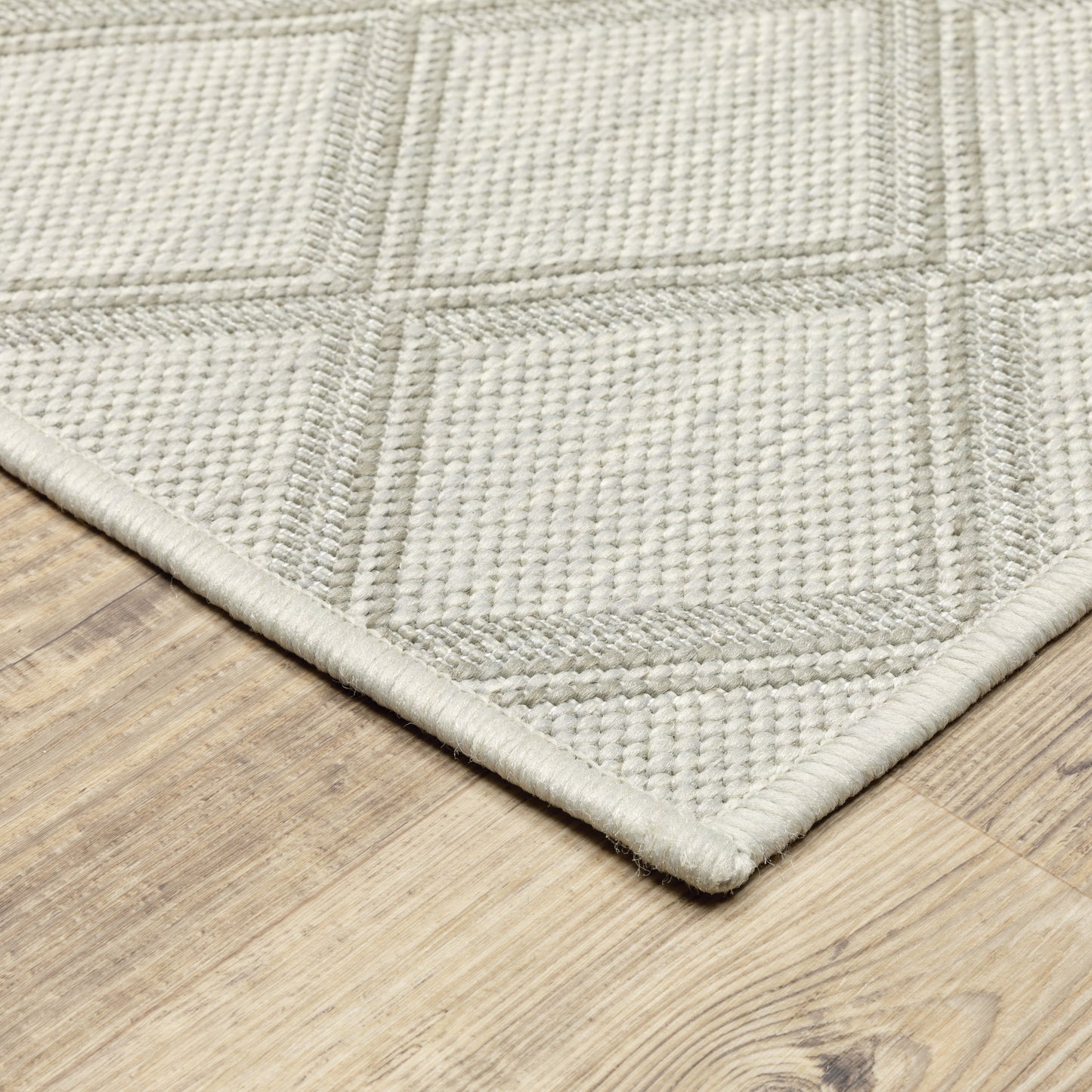 Portofino Ivory Grey Casual Geometric Indoor/Outdoor Rug