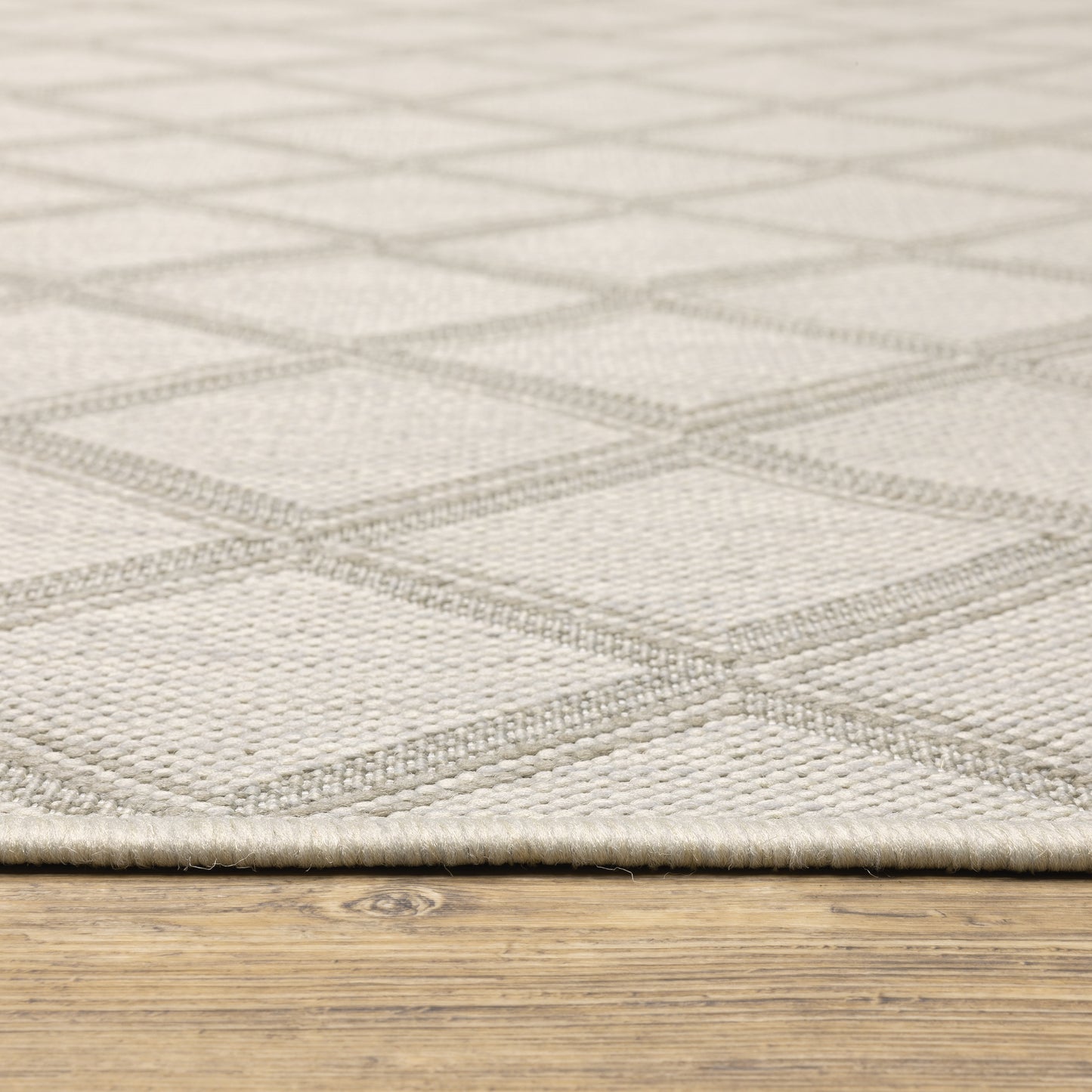 Portofino Ivory Grey Casual Geometric Indoor/Outdoor Rug