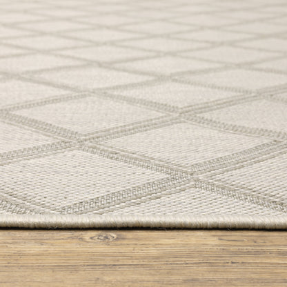 Portofino Ivory Grey Casual Geometric Indoor/Outdoor Rug