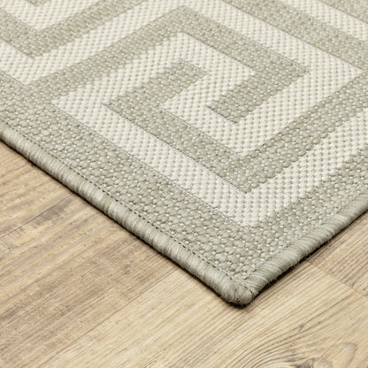 Portofino Grey Ivory Casual Border Indoor/Outdoor Rug