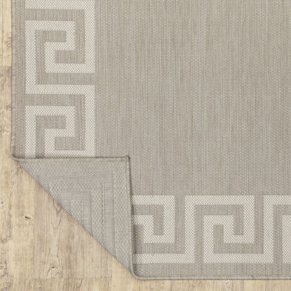 Portofino Grey Ivory Casual Border Indoor/Outdoor Rug