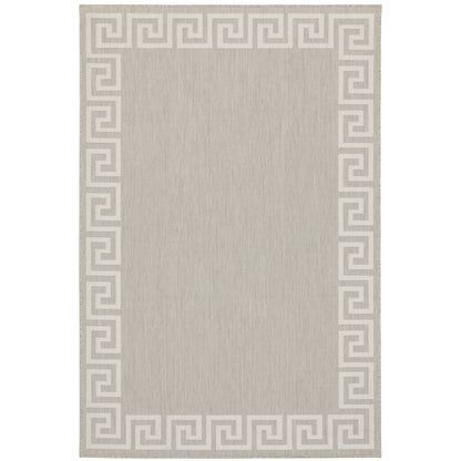 Portofino Grey Ivory Casual Border Indoor/Outdoor Rug