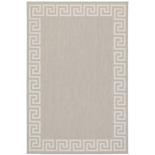 Portofino Grey Ivory Casual Border Indoor/Outdoor Rug