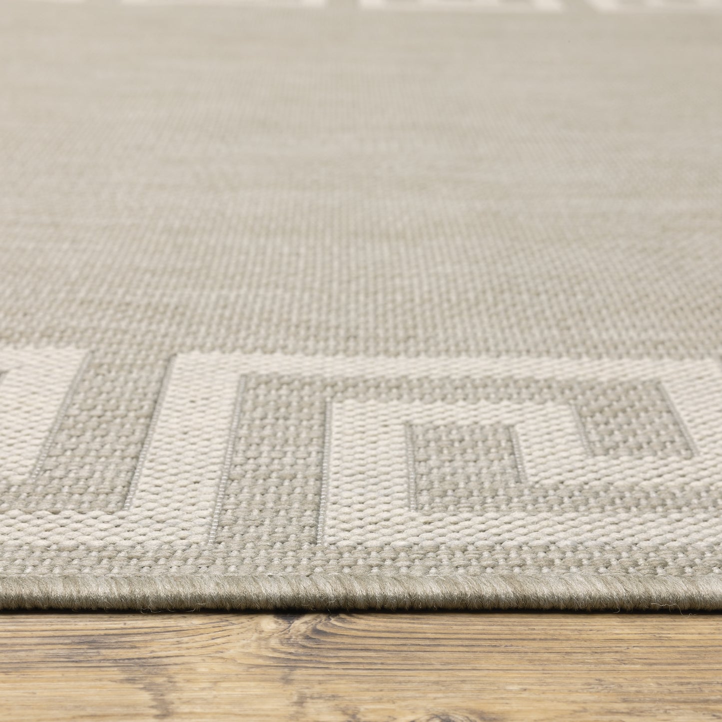 Portofino Grey Ivory Casual Border Indoor/Outdoor Rug