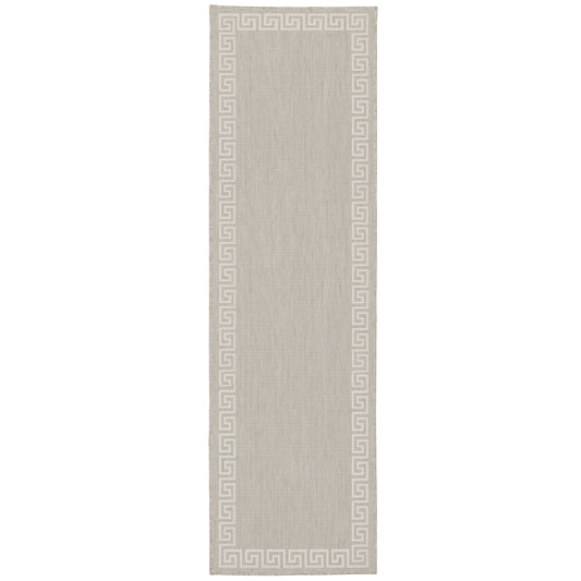 Portofino Grey Ivory Casual Border Indoor/Outdoor Rug