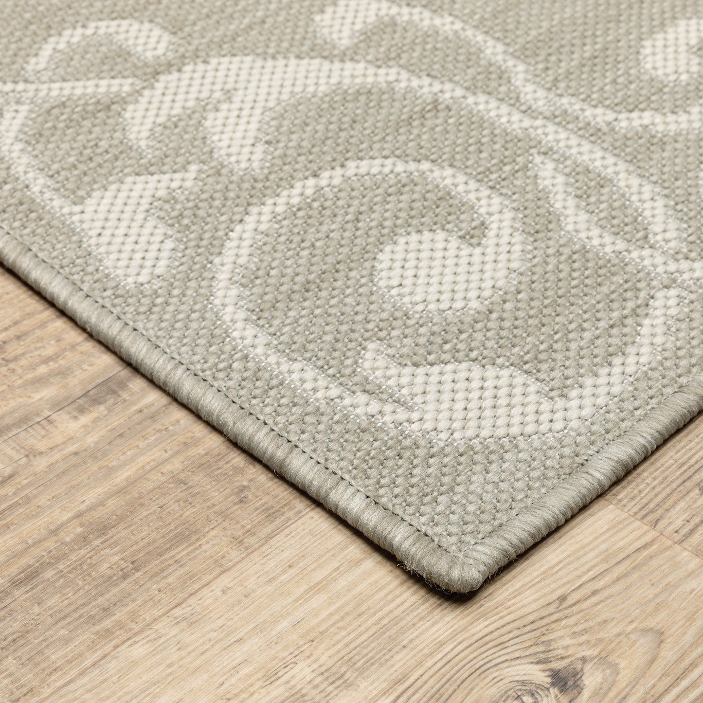 Portofino Taupe Ivory Traditional Floral Indoor/Outdoor Rug