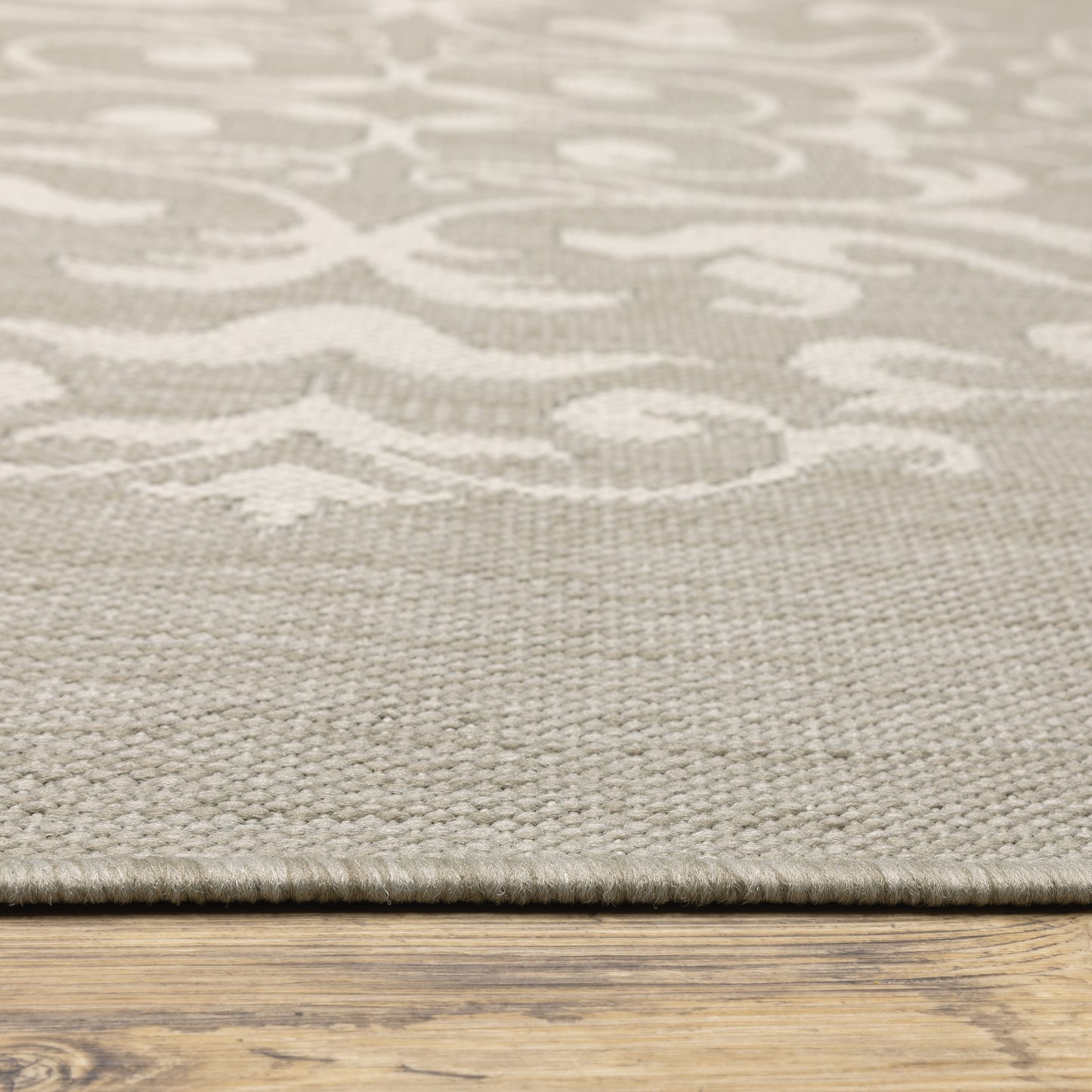 Portofino Taupe Ivory Traditional Floral Indoor/Outdoor Rug