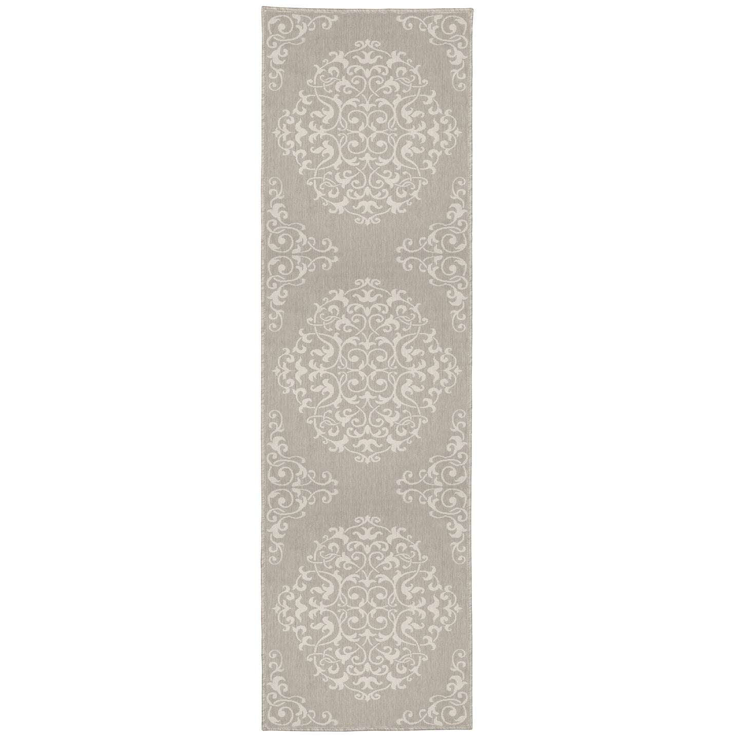 Portofino Taupe Ivory Traditional Floral Indoor/Outdoor Rug