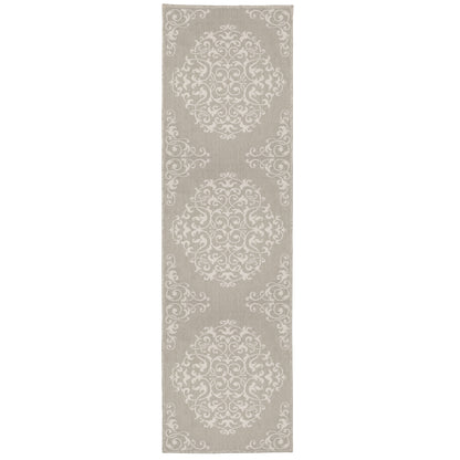 Portofino Taupe Ivory Traditional Floral Indoor/Outdoor Rug