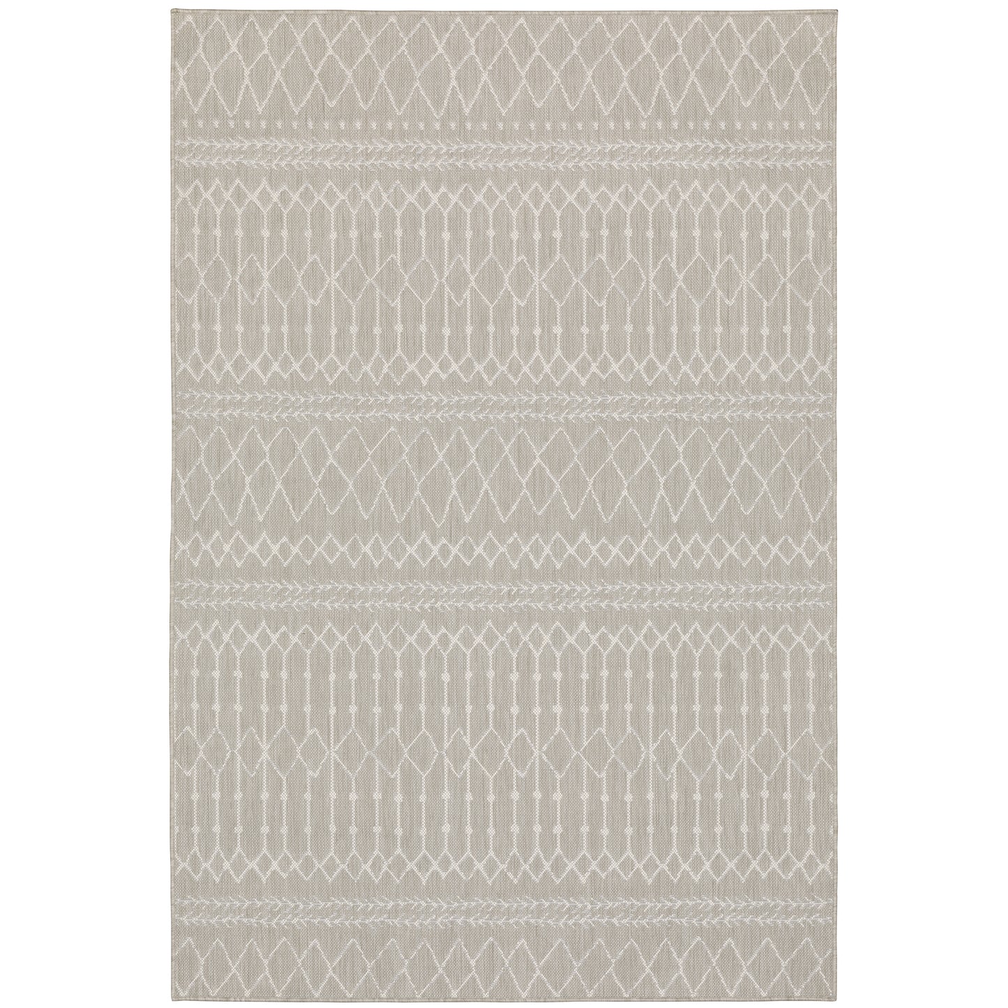 Portofino Grey Ivory Scandinavian Geometric Indoor/Outdoor Rug