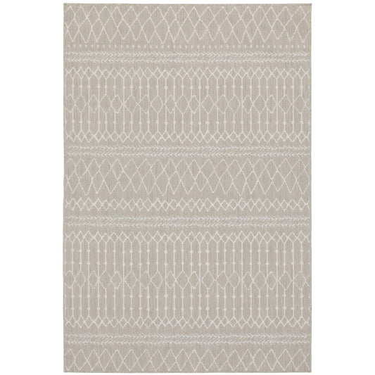 Portofino Grey Ivory Scandinavian Geometric Indoor/Outdoor Rug