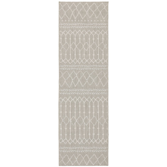 Portofino Grey Ivory Scandinavian Geometric Indoor/Outdoor Rug