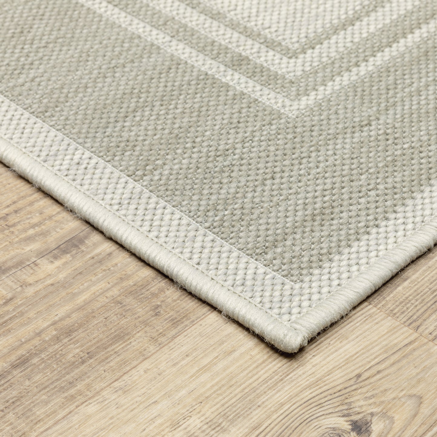 Portofino Ivory Grey Traditional Border Indoor/Outdoor Rug