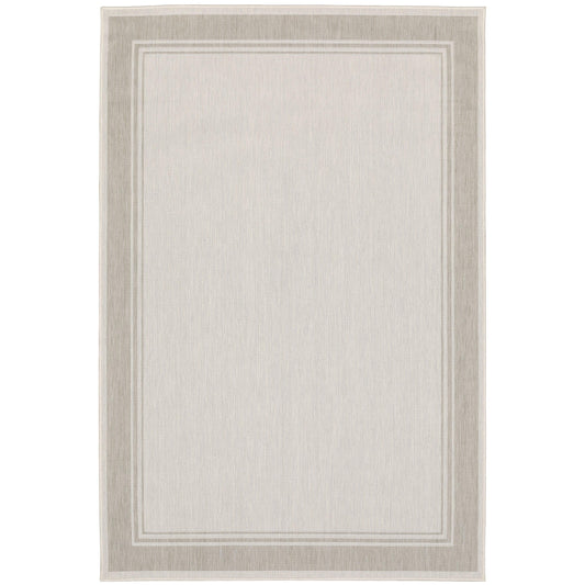 Portofino Ivory Grey Traditional Border Indoor/Outdoor Rug