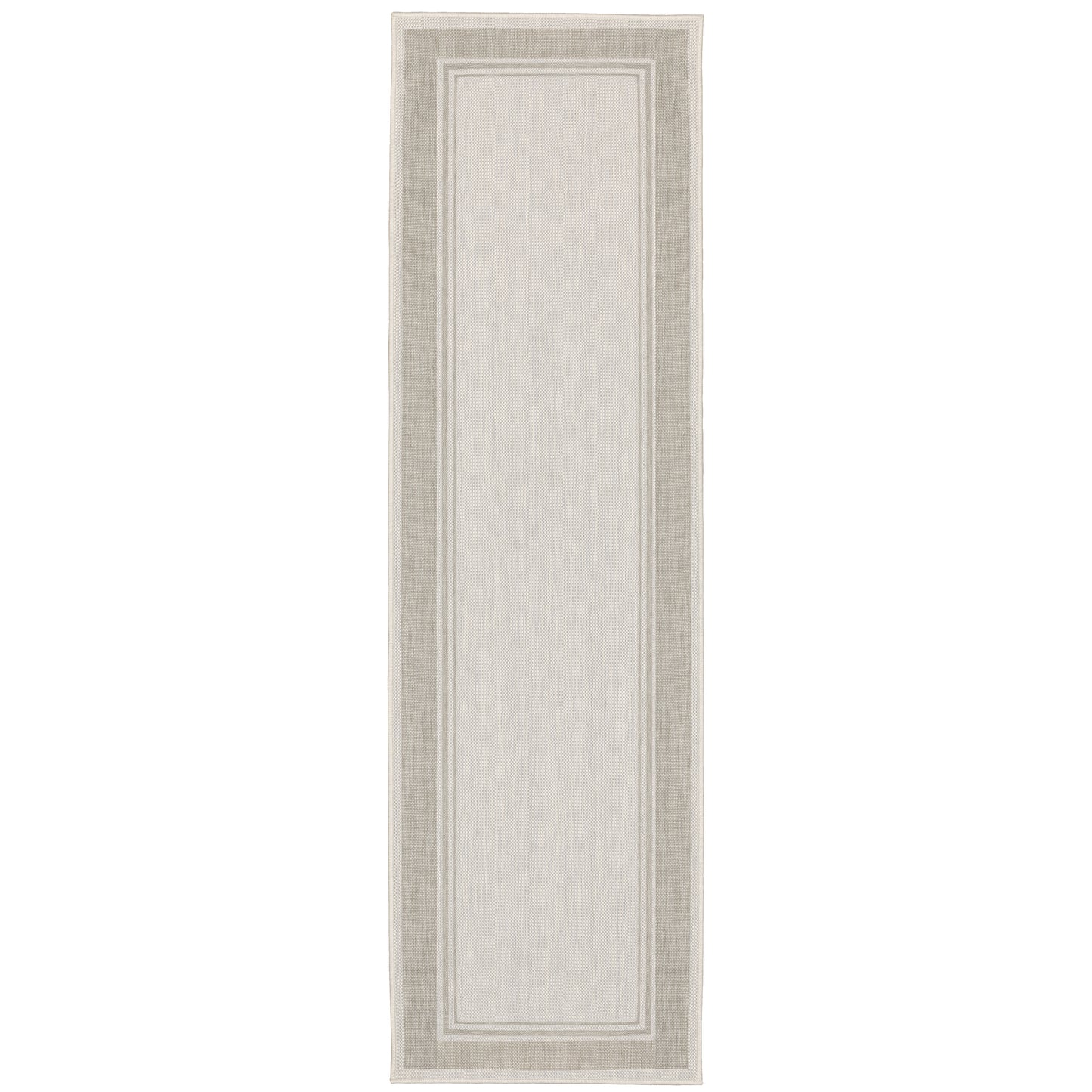 Portofino Ivory Grey Traditional Border Indoor/Outdoor Rug