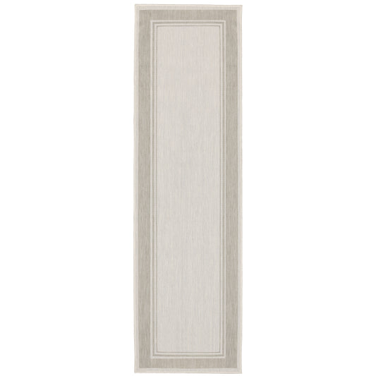 Portofino Ivory Grey Traditional Border Indoor/Outdoor Rug