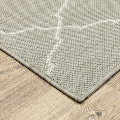 Portofino Grey Ivory Moroccan Geometric Indoor/Outdoor Rug