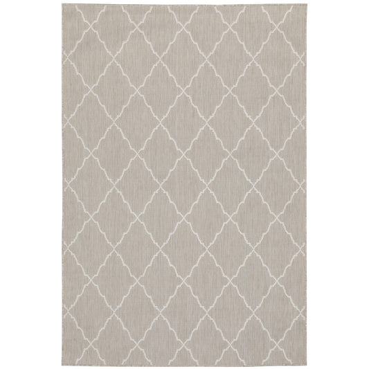 Portofino Grey Ivory Moroccan Geometric Indoor/Outdoor Rug