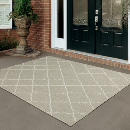 Portofino Grey Ivory Moroccan Geometric Indoor/Outdoor Rug