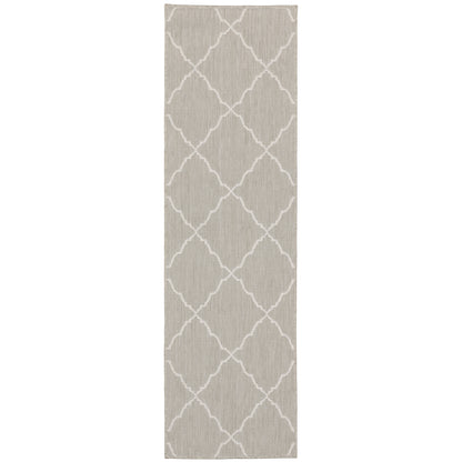 Portofino Grey Ivory Moroccan Geometric Indoor/Outdoor Rug