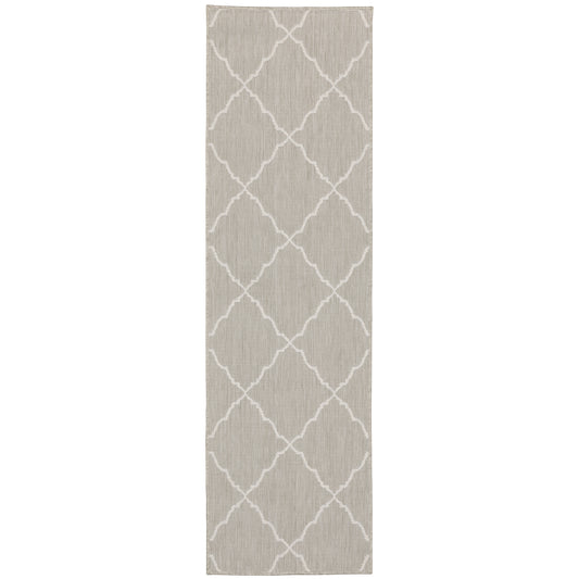 Portofino Grey Ivory Moroccan Geometric Indoor/Outdoor Rug