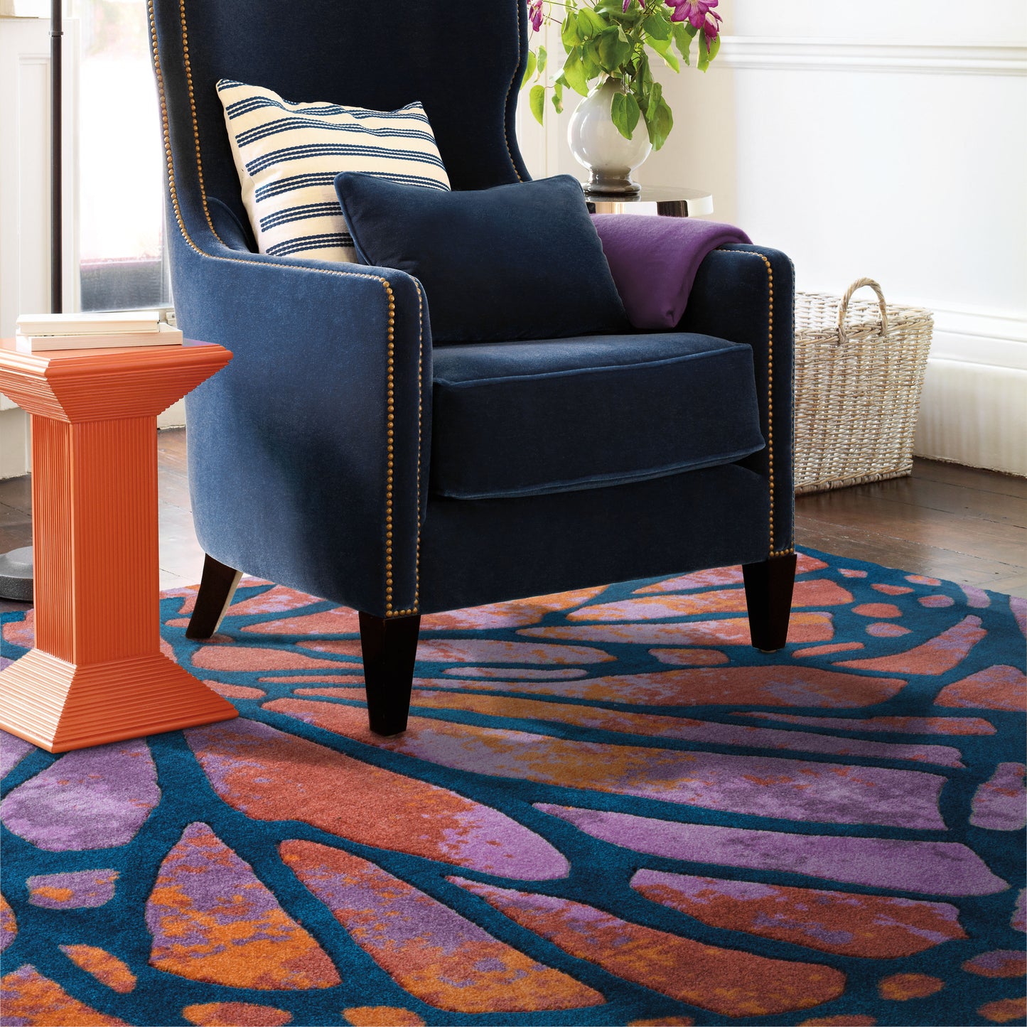 Prismatic Blue Red Modern & Contemporary Abstract Indoor Rug