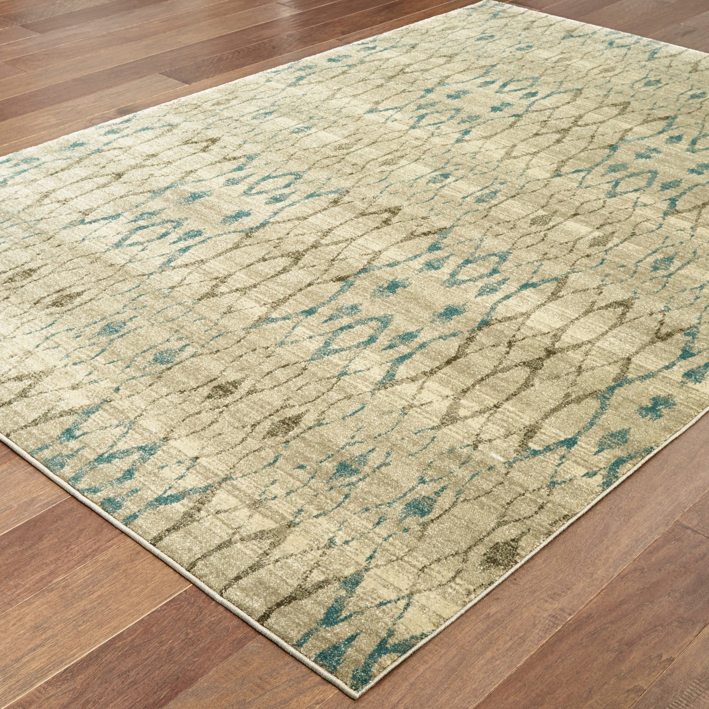 Raleigh Ivory Blue Scandinavian Geometric Indoor Rug