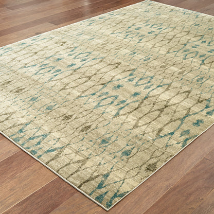 Raleigh Ivory Blue Scandinavian Geometric Indoor Rug