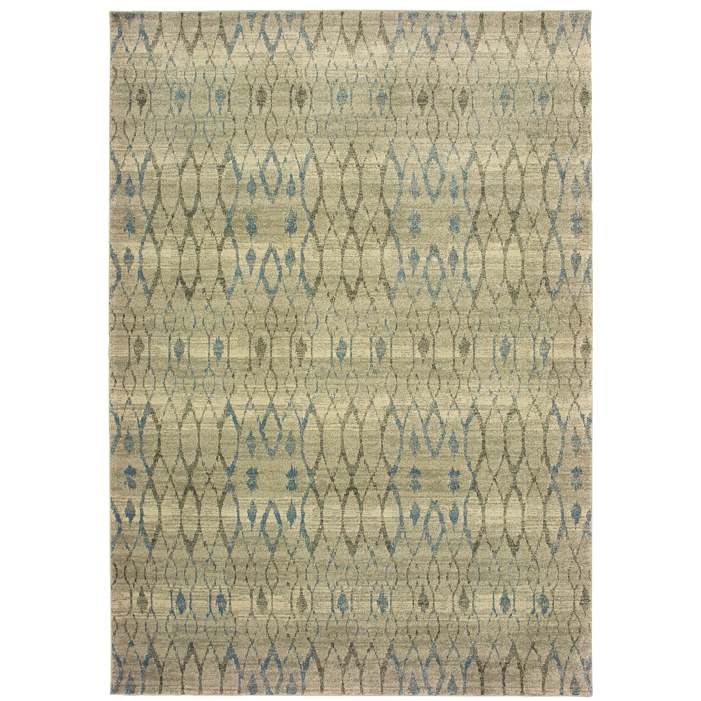 Raleigh Ivory Blue Scandinavian Geometric Indoor Rug