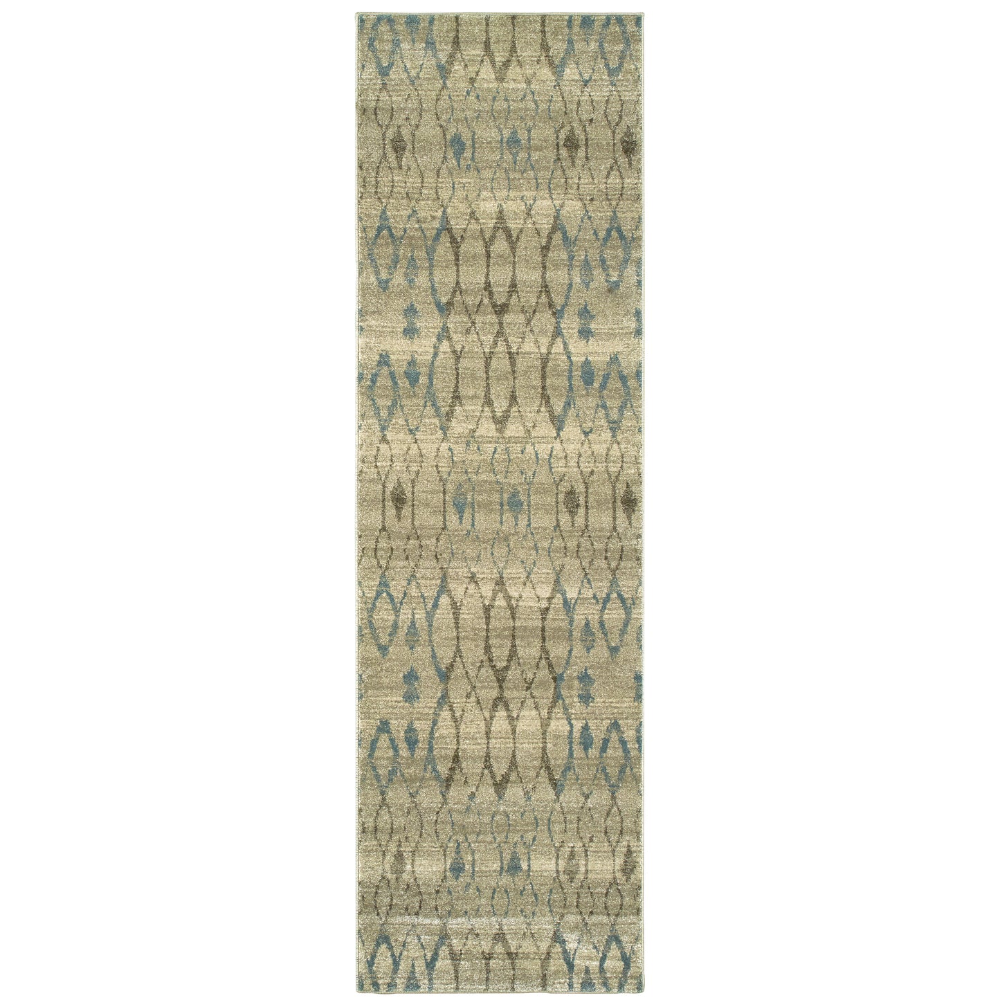 Raleigh Ivory Blue Scandinavian Geometric Indoor Rug