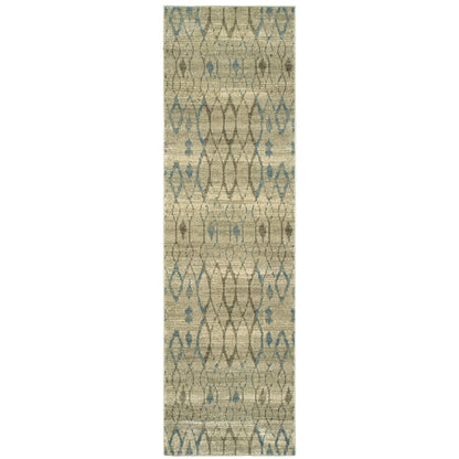 Raleigh Ivory Blue Scandinavian Geometric Indoor Rug