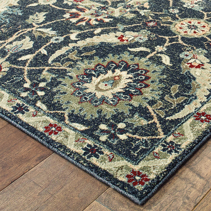 Raleigh Navy Ivory Traditional Oriental Indoor Rug