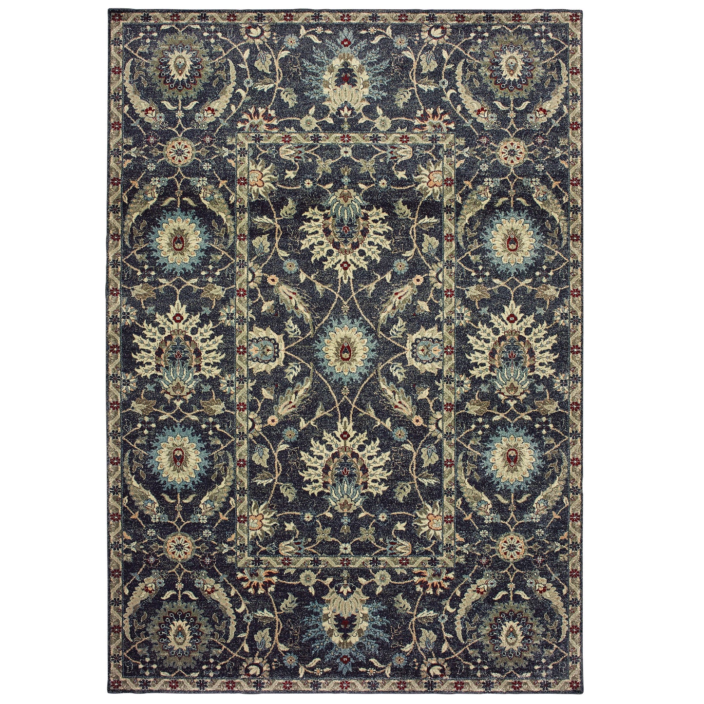 Raleigh Navy Ivory Traditional Oriental Indoor Rug