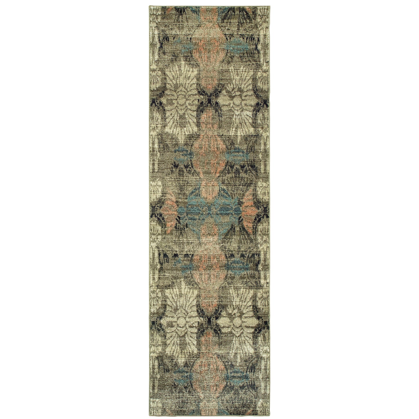 Raleigh Ivory Grey Casual Floral Indoor Rug