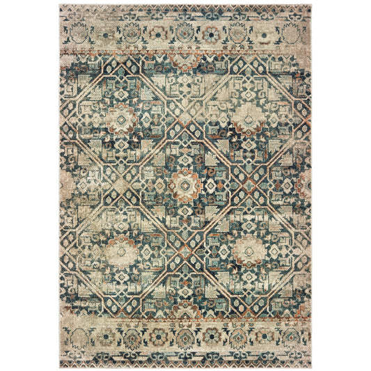 Raleigh Blue Ivory Bohemian Geometric Indoor Rug