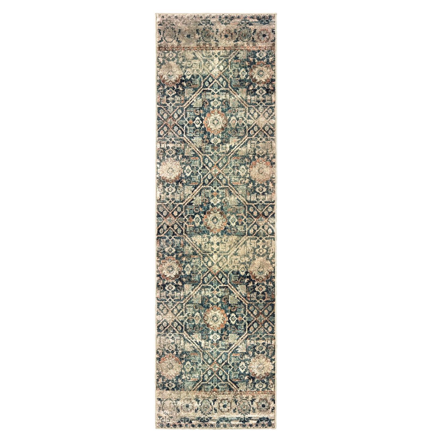 Raleigh Blue Ivory Bohemian Geometric Indoor Rug