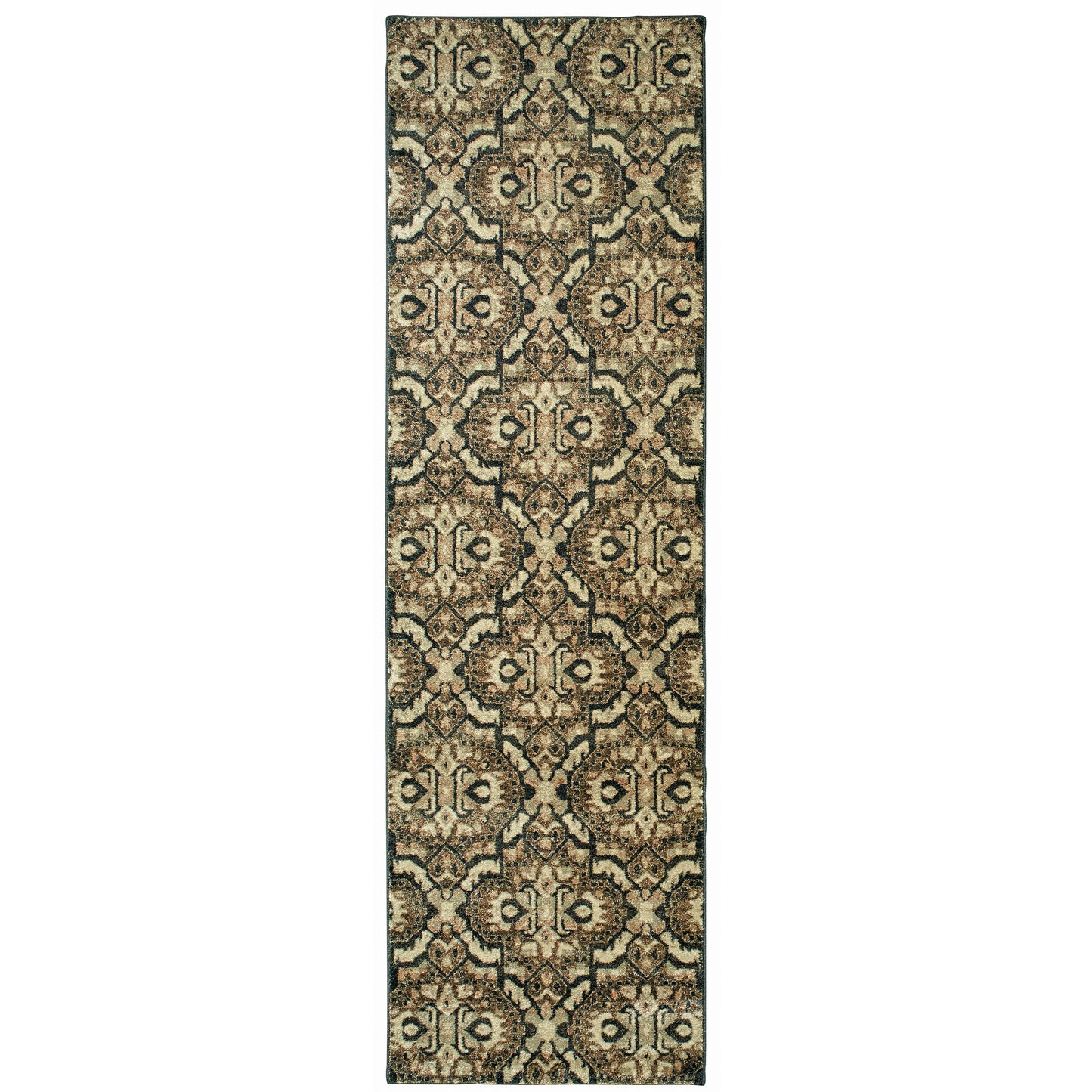 Raleigh Brown Navy Traditional Geometric Indoor Rug