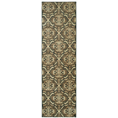 Raleigh Brown Navy Traditional Geometric Indoor Rug