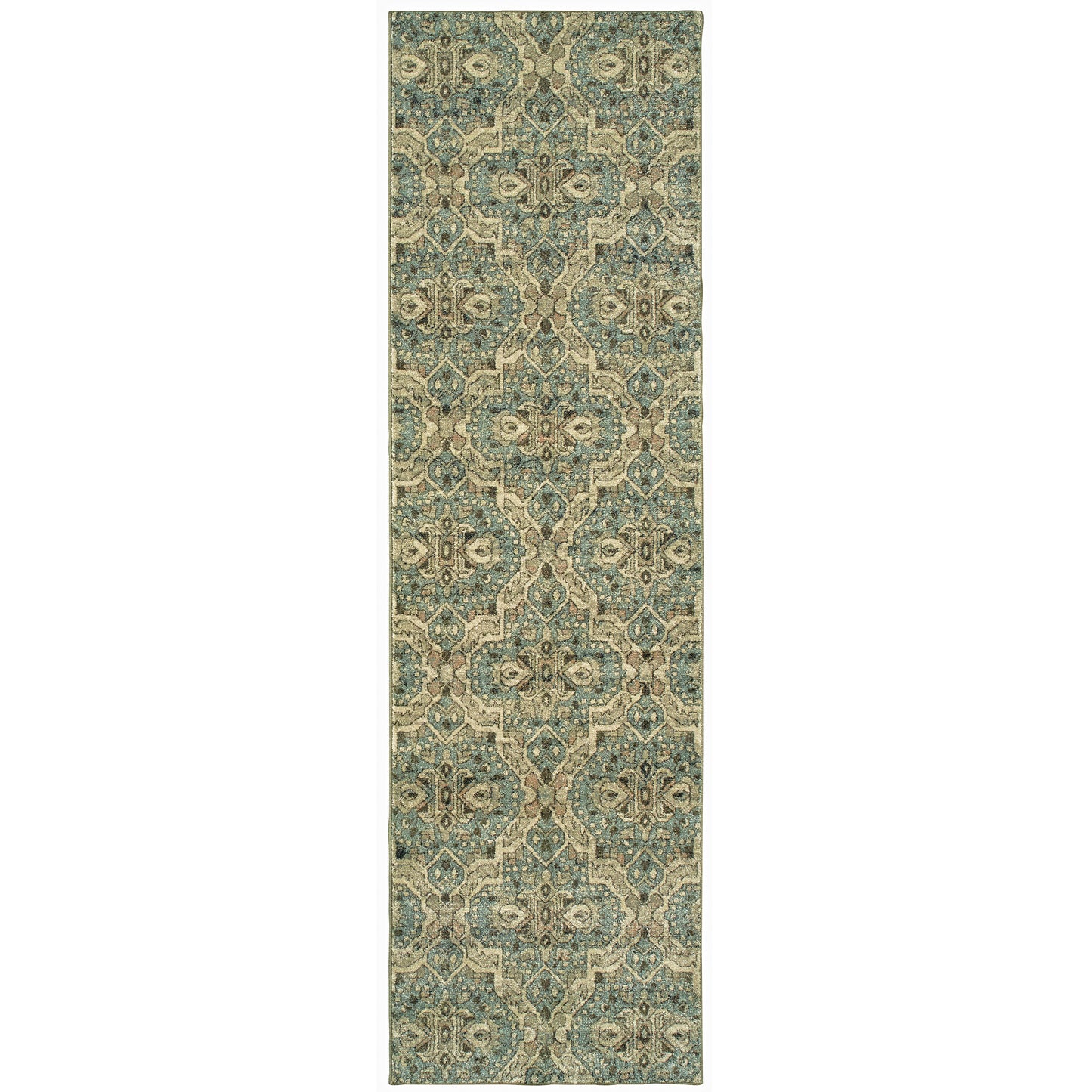 Raleigh Ivory Blue Traditional Geometric Indoor Rug