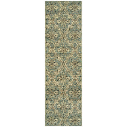 Raleigh Ivory Blue Traditional Geometric Indoor Rug