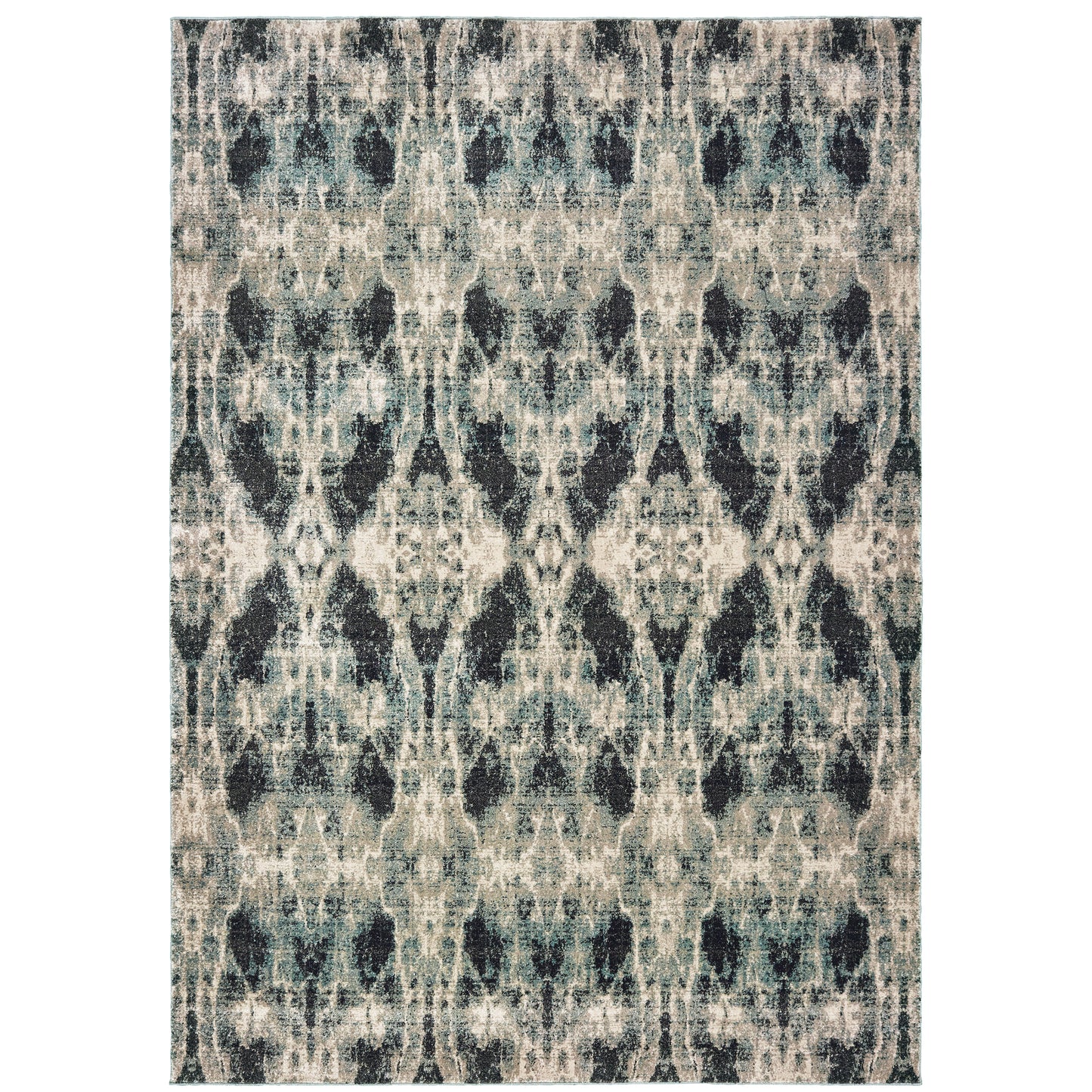 Raleigh Grey Blue Traditional Abstract Indoor Rug