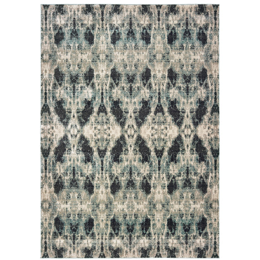 Raleigh Grey Blue Traditional Abstract Indoor Rug