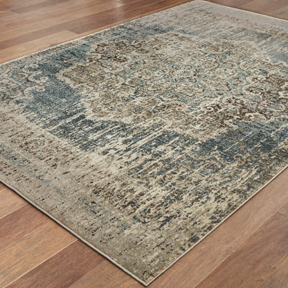 Raleigh Blue Ivory Bohemian Oriental Indoor Rug