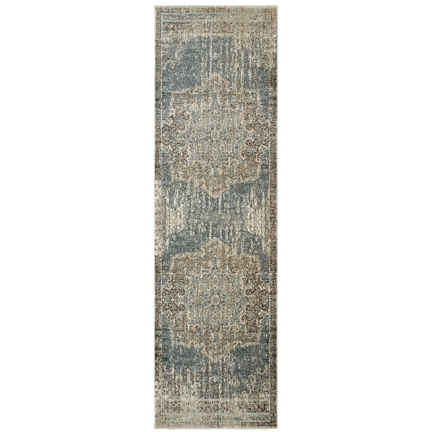 Raleigh Blue Ivory Bohemian Oriental Indoor Rug