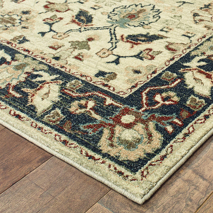 Raleigh Ivory Navy Traditional Oriental Indoor Rug