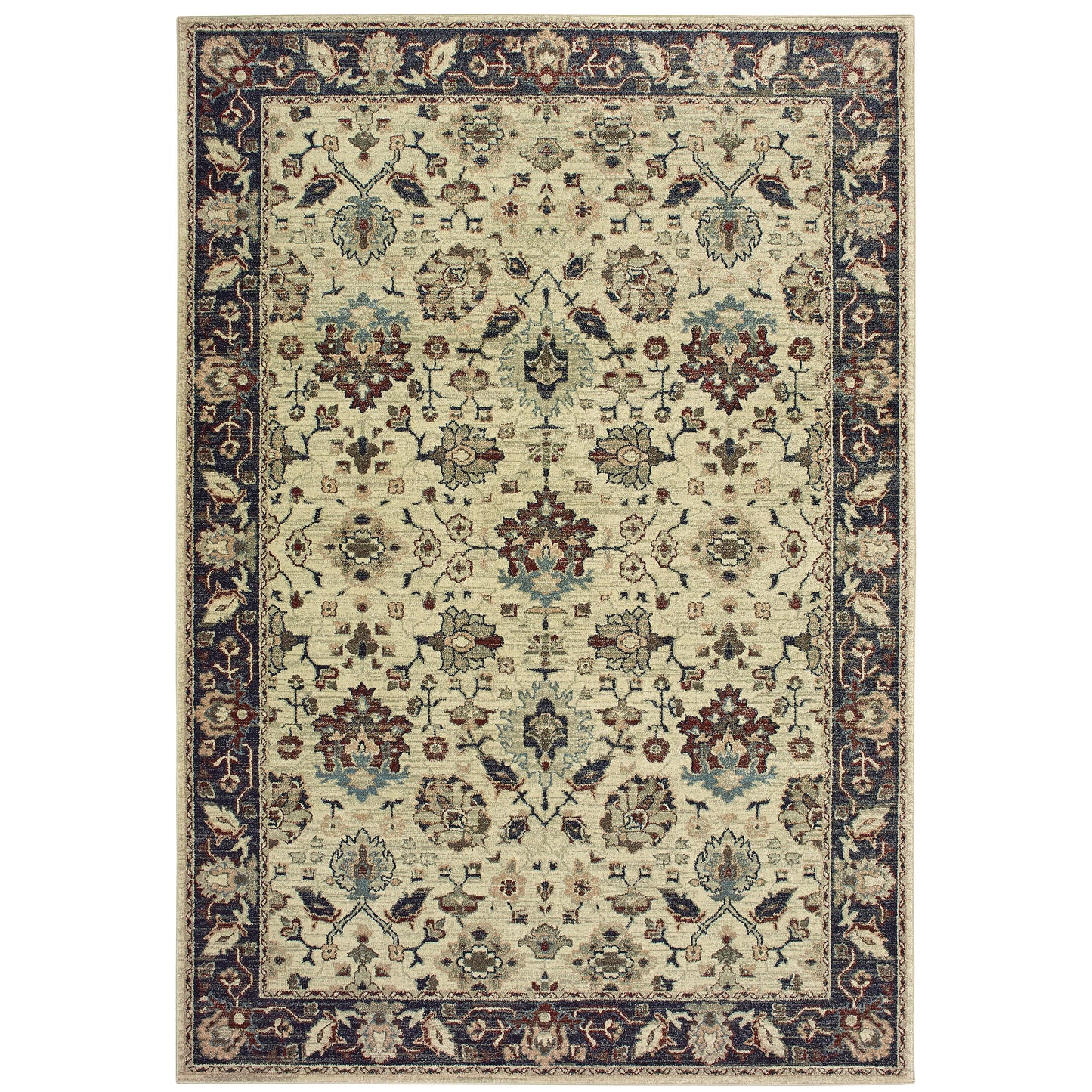 Raleigh Ivory Navy Traditional Oriental Indoor Rug