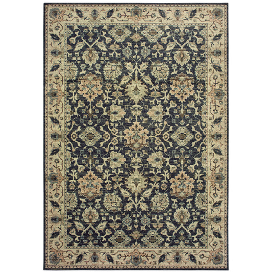 Raleigh Navy Ivory Traditional Oriental Indoor Rug